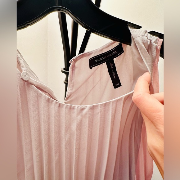 BCBGMAXAZRIA Jaelyn Light Dove Combo Pleated Midi Dress, Size XXS - Picture 6 of 6